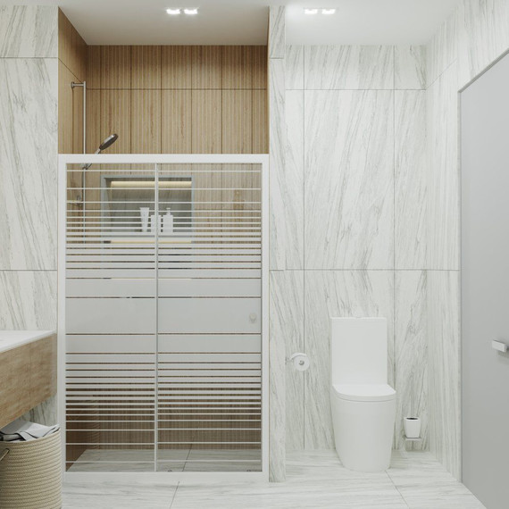 Душевая дверь Тритон Слайд 100 см, белый/узор - фото 3