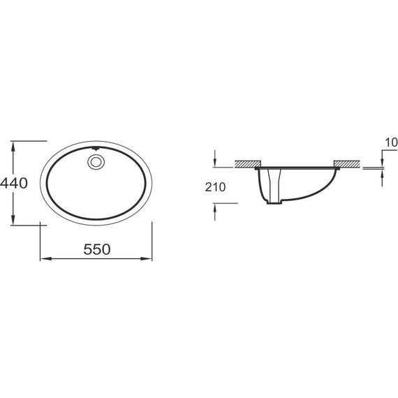 Раковина врезная под столешницу Jacob Delafon Caxton 55 см E2211-0 - фото 2