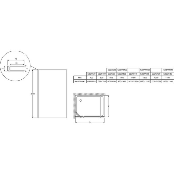 Душевая перегородка Jacob Delafon Contra 110 см E22W110-GA (стекло 8 мм), хром/прозрачное - фото 6