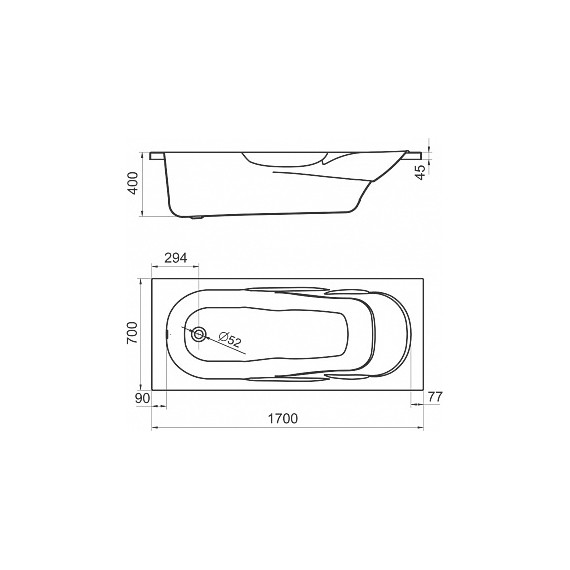 Ванна акриловая Santek Касабланка M 170x70 см 1.WH50.1.531, Размер - мм: 1700х700 - фото 3