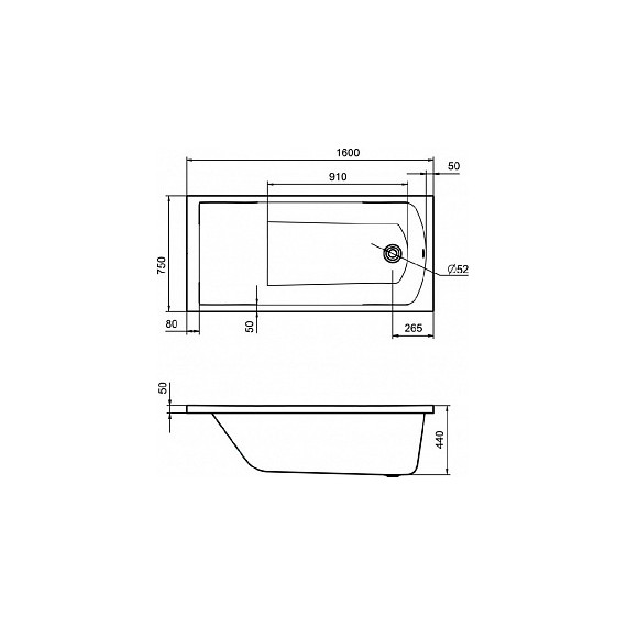 Ванна акриловая Santek Фиджи 160x75 см 1.WH50.1.597, Размер - мм: 1600х750 - фото 5