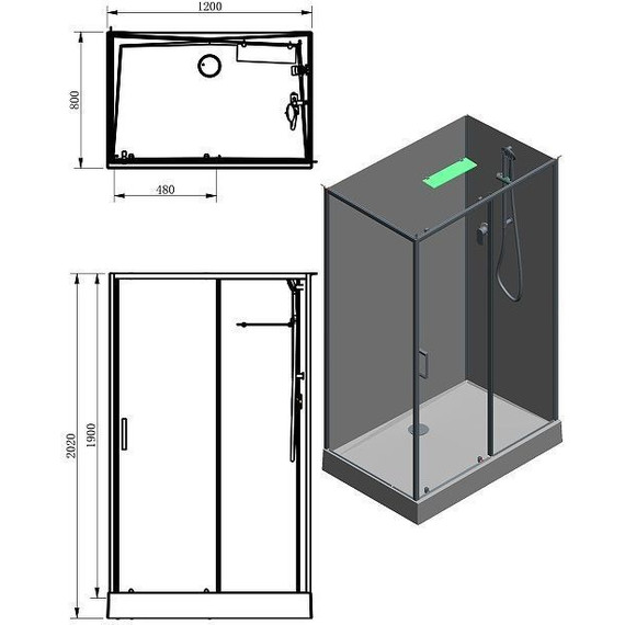 Душевое кабина Aquanet Passion EVO 120x80 см 282011 R, чёрный/прозрачное (безсиликоновая сборка) - фото 2