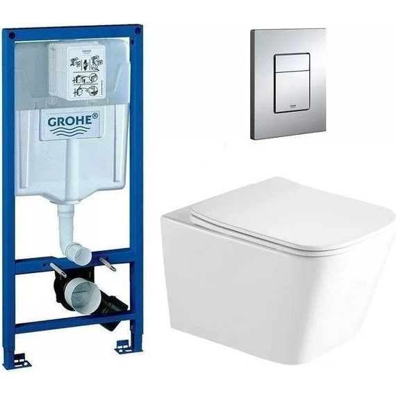 Инсталляция Grohe Rapid SL с подвесным безободковым унитазом SantiLine SL-5007 - фото 