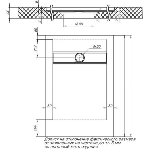 Каменный поддон Aquanet Delight 160x80 см 258886, серый - фото 8