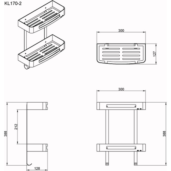 Полка прямоугольная Azario AZ-170-2 - фото 2