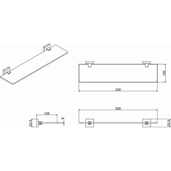 Стеклянная полка Azario Rina AZ-87003 52 см - фото 3