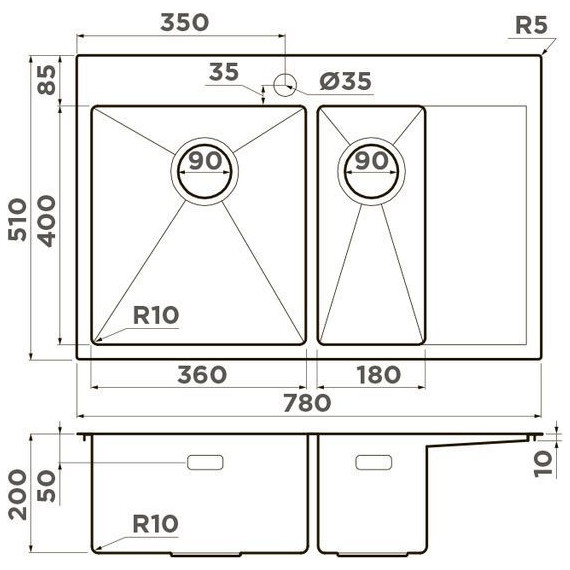 Мойка кухонная Omoikiri Akisame 78-2-LG-L (4973087) 1,2 мм, светлое золото, Цвет производителя: светлое золото - фото 2