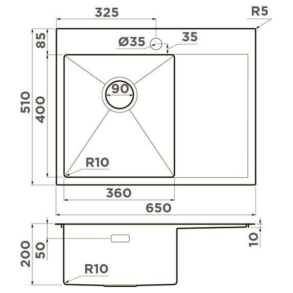 Мойка кухонная Omoikiri Akisame 65-GM-L (4973097) 1,2 мм, вороненая сталь, Цвет производителя: вороненая сталь - фото 2