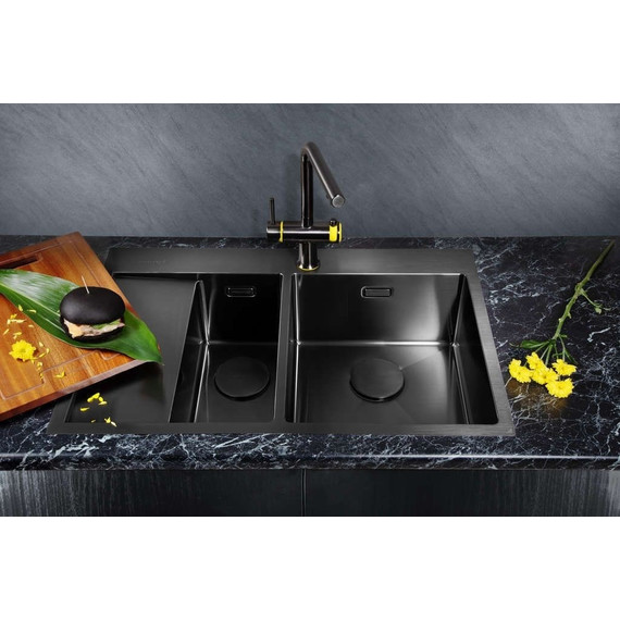 Мойка кухонная Omoikiri Akisame 78-2-GM-R (4973102) 1,2 мм, вороненая сталь, Цвет производителя: вороненая сталь - фото 2