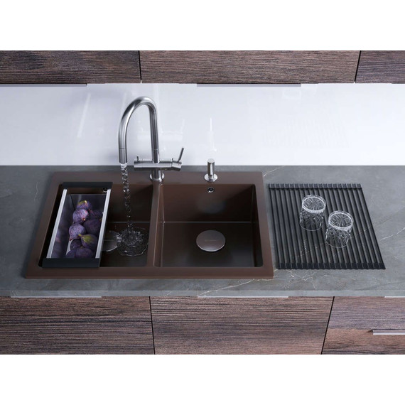 Кухонная мойка Omoikiri Bosen 80-2-DC 4993840, тёмный шоколад, Цвет производителя: тёмный шоколад - фото 3