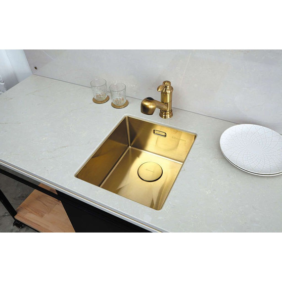 Мойка кухонная Omoikiri Taki 38-U/IF-LG (4973092) 1,2 мм, светлое золото, Цвет производителя: светлое золото - фото 3