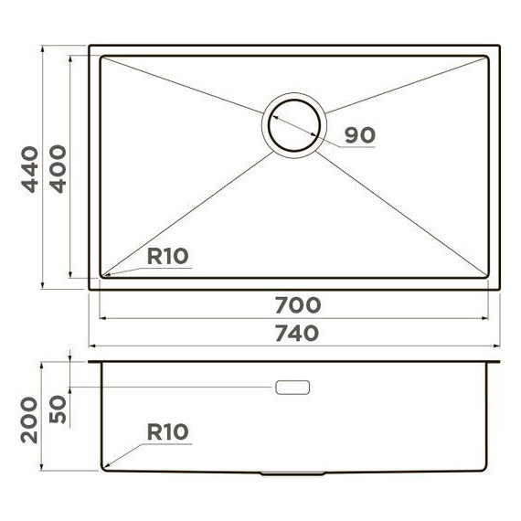 Мойка кухонная Omoikiri Taki 74-U/IF-GM (4993498) 1,2 мм, вороненая сталь, Цвет производителя: вороненая сталь - фото 4