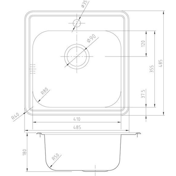 Кухонная мойка Iddis Strit STR48S0i77 0,8 мм, сатин - фото 3