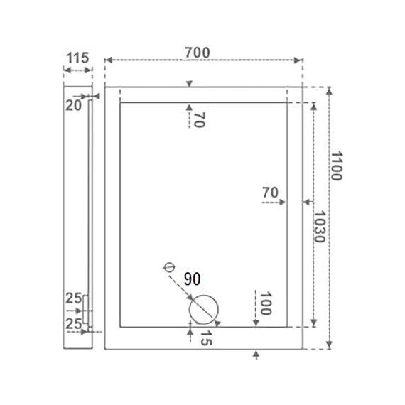 Акриловый поддон Bas Олимпик 110x70 см - фото 3
