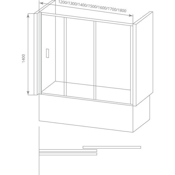 Шторка для ванны Bas Screen WTW-140-G-CH 1400х1400 мм, хром/матовое - фото 5