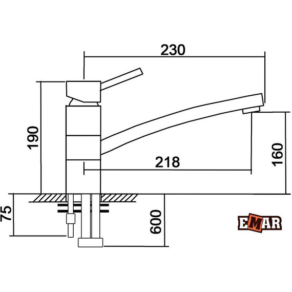Смеситель для кухни Emar EC-3011, антрацит, Цвет производителя: антрацит - фото 2