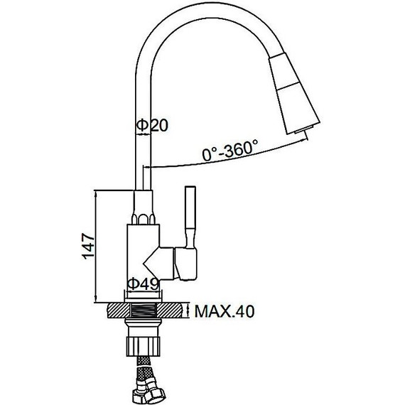 Смеситель для кухни Ledeme L74199-1, красный/сатин - фото 4