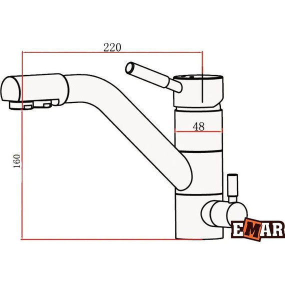 Смеситель для кухни Emar EC-3008, оникс, Цвет производителя: оникс - фото 2
