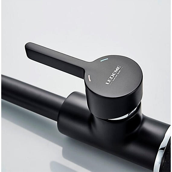 Смеситель для раковины Ledeme L1099B, черный - фото 5