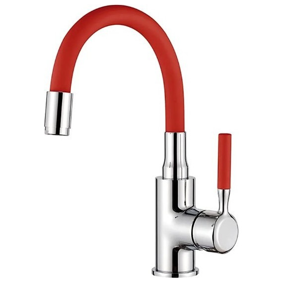 Смеситель для раковины Ledeme L1399-1 красный/хром - фото 
