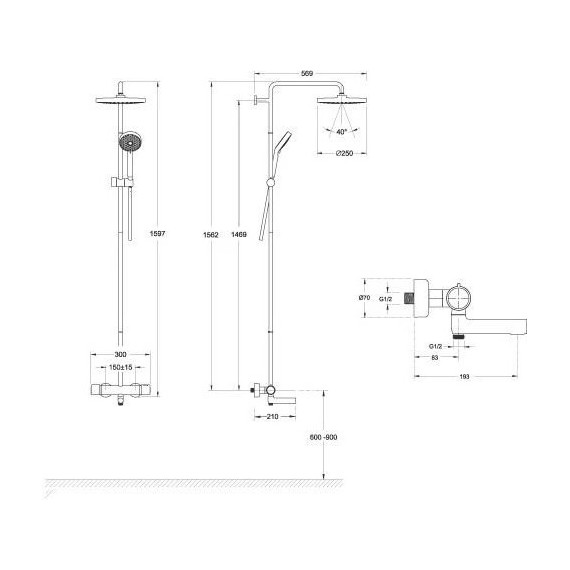 Душевая стойка с термостатом Jacob Delafon Atom E26237-CP - фото 6