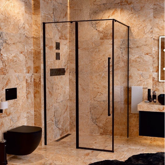 Душевое ограждение Mirsant Next black 90x90 см, чёрный/прозрачное - фото 