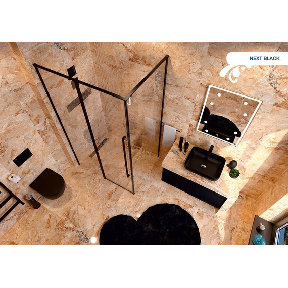 Душевое ограждение Mirsant Next black 120x90 см, чёрный/прозрачное - фото 2