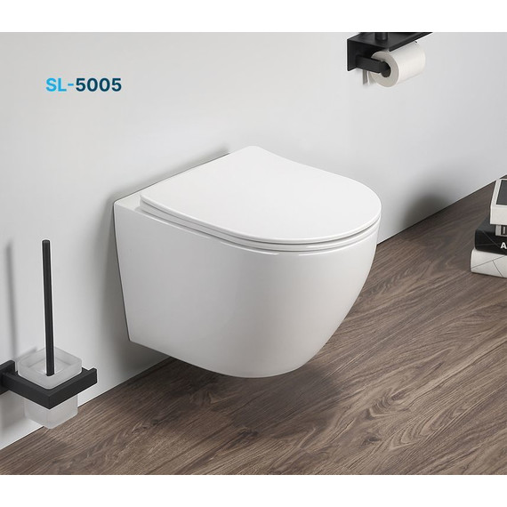 Унитаз подвесной безободковый SantiLine SL-5005 с крышкой микролифт, Цвет производителя: белый - фото 6