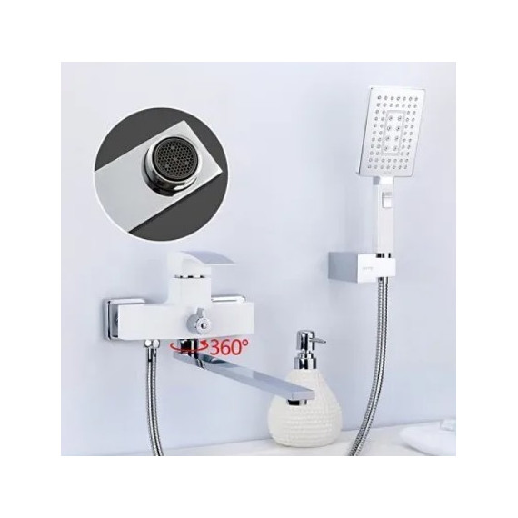 Смеситель для ванны с душевым гарнитуром Gappo Jacob G2207-7, белый/хром - фото 2