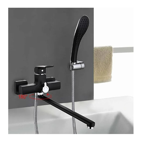 Смеситель для ванны с душевым гарнитуром Gappo Aventador G2250, черный/хром - фото 2