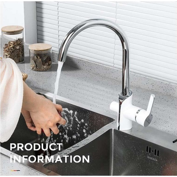 Смеситель для кухни Gappo G4303-8, белый/хром - фото 2