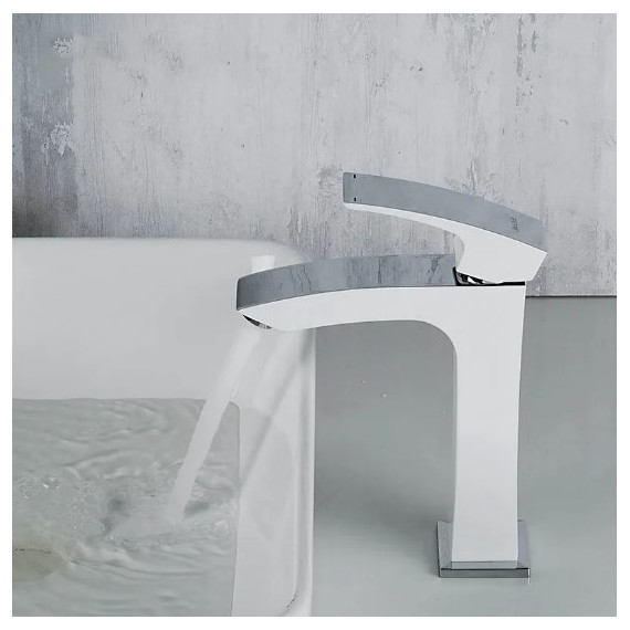 Смеситель для раковины высокий Gappo G1007-78, белый/хром - фото 2