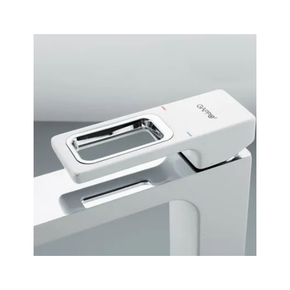 Смеситель для раковины высокий Gappo Futura G1017-2, белый/хром - фото 4