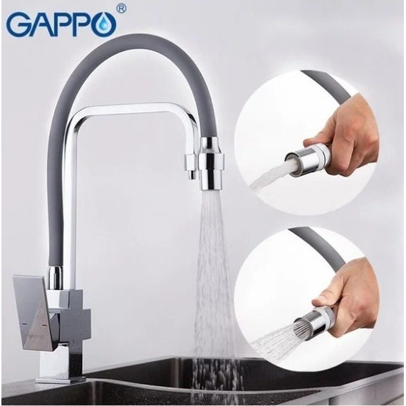 Смеситель для кухни Gappo G4398-4, серый/хром - фото 2