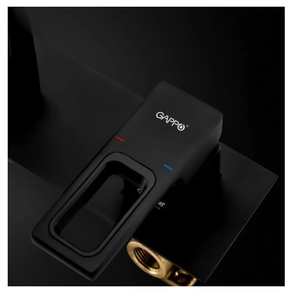 Смеситель для раковины настенный Gappo Futura G1017-16, черный - фото 3