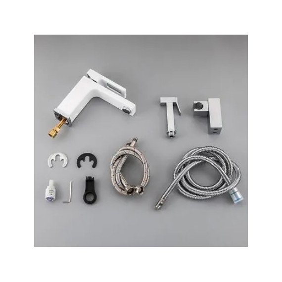 Смеситель для раковины с гигиеническим душем Gappo Futura G1017-1, белый/хром - фото 6