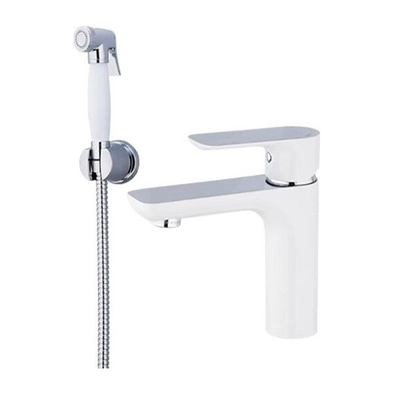 Смеситель для раковины с гигиеническим душем Gappo Noar G1048-1, белый/хром - фото 