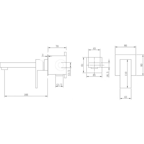 Смеситель для раковины настенный Abber Daheim AF8212B (со скрытой частью) черный матовый, Цвет производителя: чёрный матовый - фото 3