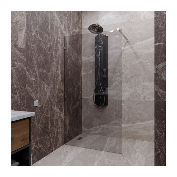 Душевая перегородка Радомир Walk-in 120 см (стекло 8 мм) с кронштейном в комплекте, хром/прозрачное - фото 