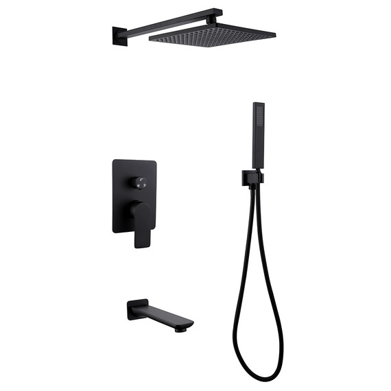 Душевая система для ванны Abber Weiss Insel AF8017B, черный матовый - фото 