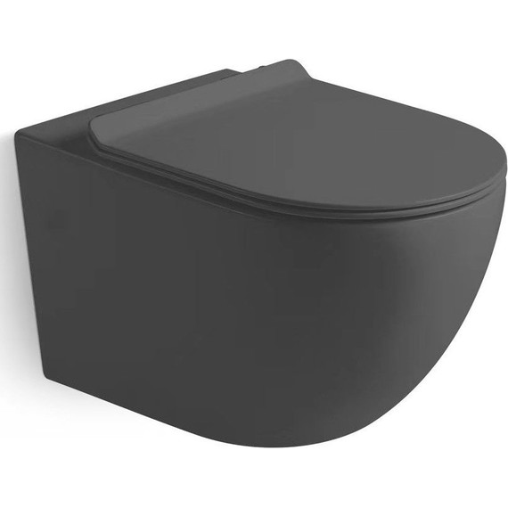 Унитаз подвесной безободковый SantiLine SL-5002MB с крышкой микролифт, черный матовый - фото 