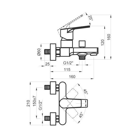 Смеситель для ванны Azario Treya AZ-156805037, графит, Цвет производителя: оружейная сталь - фото 2