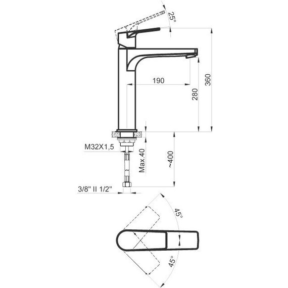 Смеситель для раковины высокий Azario Treya AZ-156845537, графит, Цвет производителя: оружейная сталь - фото 2