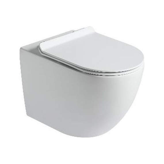 Унитаз подвесной безободковый SantiLine SL-5002MW с крышкой микролифт, белый матовый - фото 