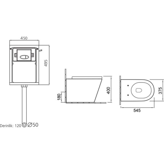 Инсталляция с приставным безободковым унитазом SantiLine SL-5020+SL-02 - фото 2