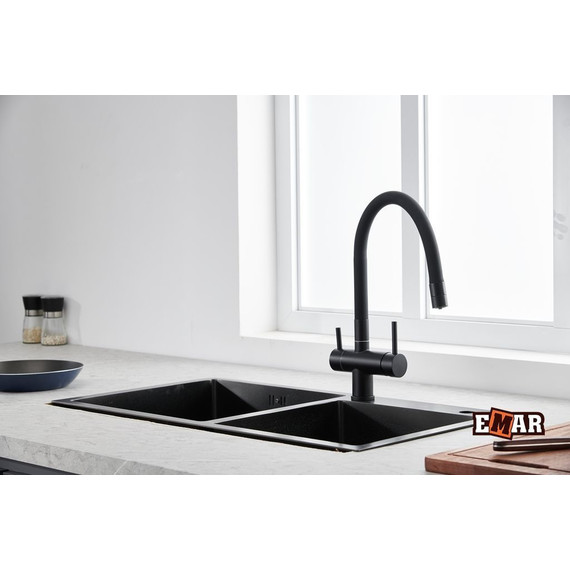 Смеситель для кухни Emar ЕС-3015 Black, Цвет производителя: black - фото 4