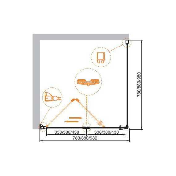 Душевое ограждение Cezares 100х100 см ELENA-W-AS-1-100-C-Cr, хром/прозрачное - фото 3