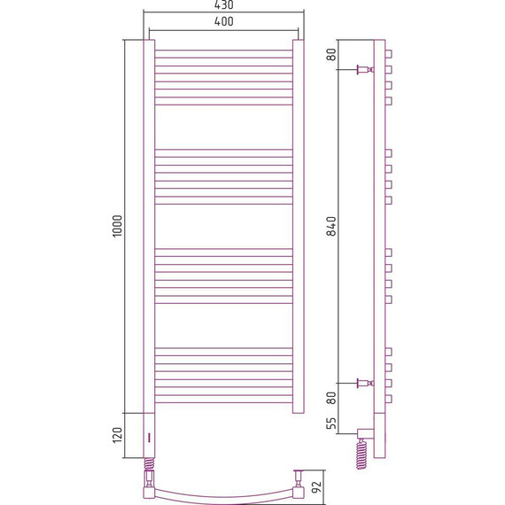 Полотенцесушитель электрический Сунержа Аркус 3.0 П16 1000x400 мм 00-5704-1040 L - фото 6
