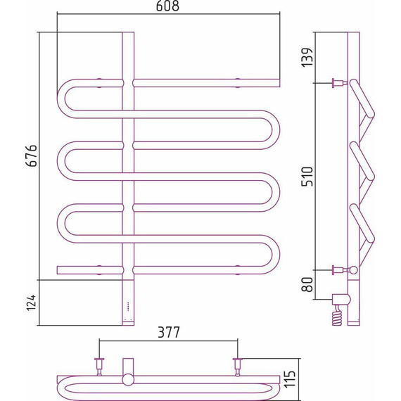 Полотенцесушитель электрический Сунержа Эпатаж 3.0 П7 800x600 мм 12-5850-8060 L, белый - фото 4