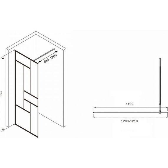 Душевая перегородка Abber Immer Offen 120 см AG63120B, черный/прозрачное - фото 7